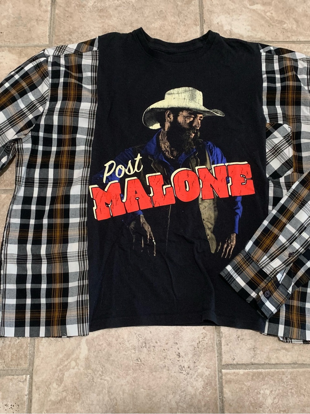 Post Malone Upcycled T-shirt Button Down